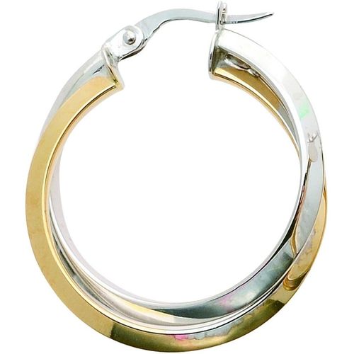 Boucles oreilles Créoles bicolores or 9 carats - Brillaxis - Modalova