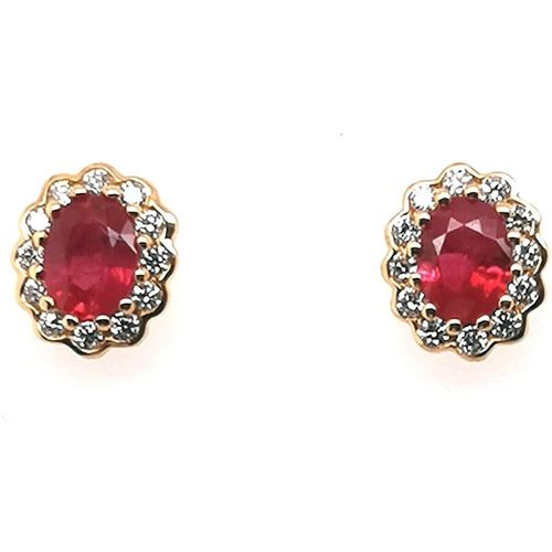 Boucles oreilles Boucles d'oreilles or 18 carats rubis diamants - Brillaxis - Modalova