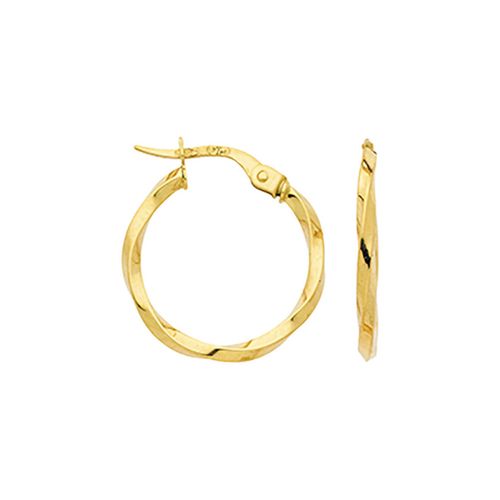 Boucles oreilles Créoles torsadées or jaune 9 carats 15mm - Brillaxis - Modalova