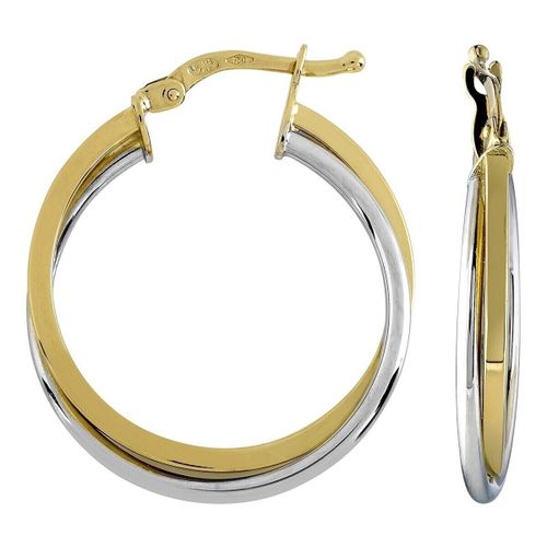 Boucles oreilles Créoles rondes bicolores or 18 carats - Brillaxis - Modalova