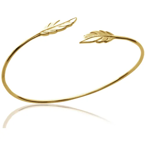 Bracelets Bracelet jonc ouvert plumes dorées 56mm - Brillaxis - Modalova