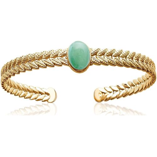 Bracelets Jonc feuillage aventurine plaqué or - Brillaxis - Modalova