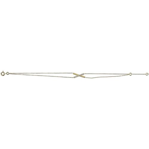 Bracelets Bracelet double rangs motif X or jaune 9 carats oz - Brillaxis - Modalova