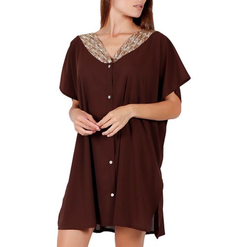 Paréos Tunique plage chemise Bright Sequins chocolat - Admas - Modalova