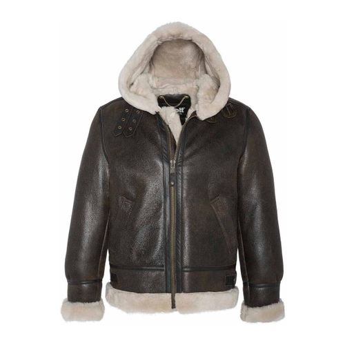 Blouson Bombardier en mouton retourné Ref 40261 Marron - Schott - Modalova