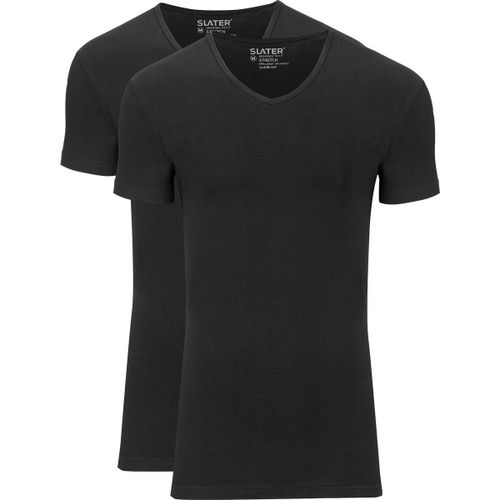 T-shirt T-Shirts Stretch Lot de 2 Col-V Noir - Slater - Modalova