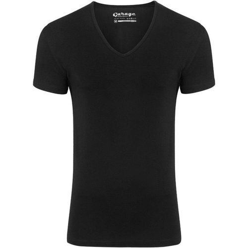 T-shirt Stretch Basique Noir Col-V Profond - Garage - Modalova