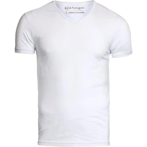 T-shirt Stretch Basique Col-V Blanc - Garage - Modalova