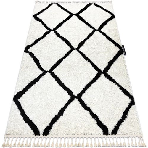 Tapis Tapis BERBER CROSS blanc Franges berbère marocain 140x190 cm - Rugsx - Modalova