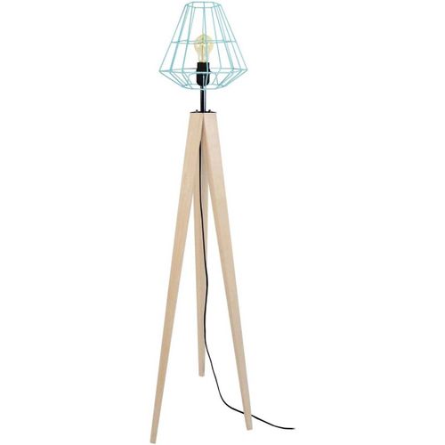 Lampadaires Lampadaire trépied bois naturel et bleu pastel - Tosel - Modalova