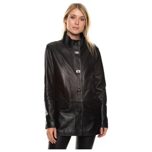 Blouson Veste 3/4 en cuir Nanou waxy Ref 44769 Noir - Giorgio - Modalova