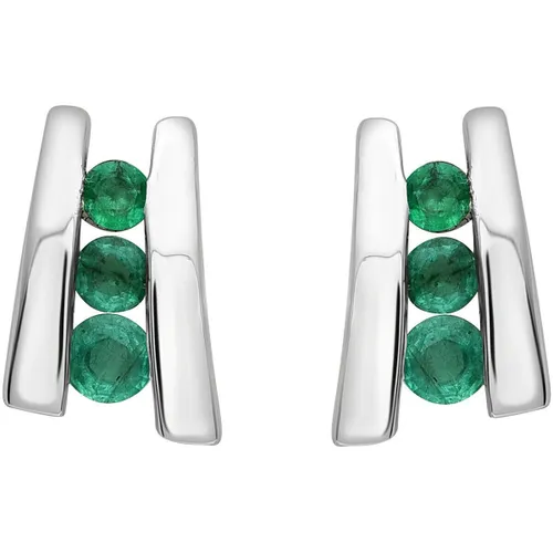 Boucles oreilles Boucles d'oreilles or blanc émeraudes - Brillaxis - Modalova