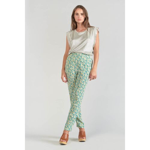 Pantalon Pantalon rani à motif fleuri vert et bleu - Le Temps des Cerises - Modalova