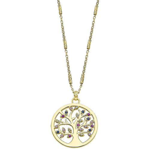 Collier Collier Silver arbre de vie doré oxydes multicolores - Lotus - Modalova