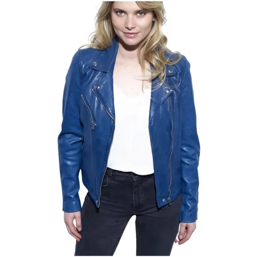 Blouson Blouson en cuir Ref 54124 Bleu - Daytona - Modalova