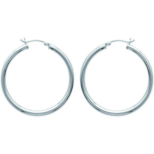 Boucles oreilles Créoles argent rhodié 40mm - Brillaxis - Modalova