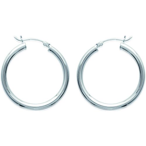 Boucles oreilles Créoles argent rhodié 30mm - Brillaxis - Modalova