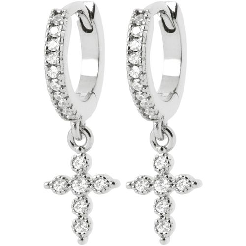 Boucles oreilles Créoles pampilles croix empierrées 10mm - Brillaxis - Modalova
