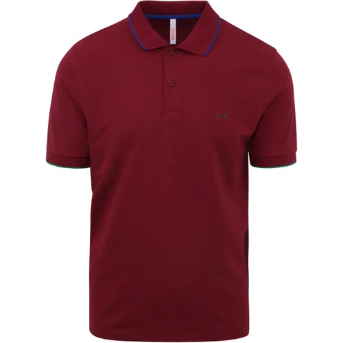 T-shirt Polo Petites Rayures Bordeaux - Sun68 - Modalova