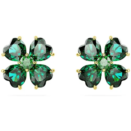 Boucles oreilles Clous d'oreilles Idyllia trèfle vert - Swarovski - Modalova