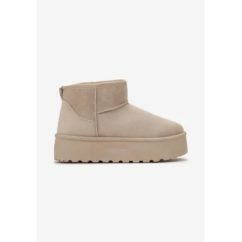 Bottines Bottines fourrées à plateforme effet daim, Beige - Vera Collection - Modalova