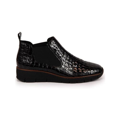 Bottines Skórzane Botki Lakierowane Kroko Wsuwane Ocieplane Czarne - Rieker - Modalova