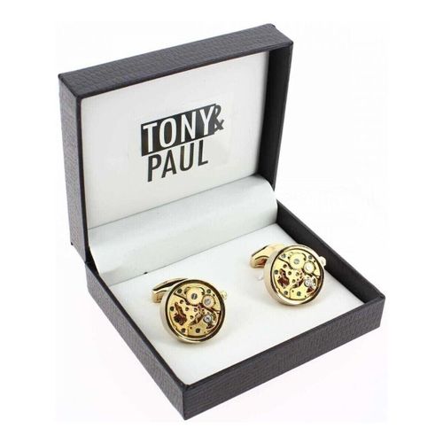 Boutons de manchettes Boutons de manchette mécanisme de montre Onex Jaune doré - Tony & Paul - Modalova