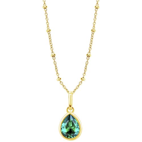 Collier Collier Silver Solitaire doré et goutte verte - Lotus - Modalova
