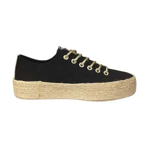 Baskets Baskets à lacets avec semelle en corde, Noir - Vera Collection - Modalova