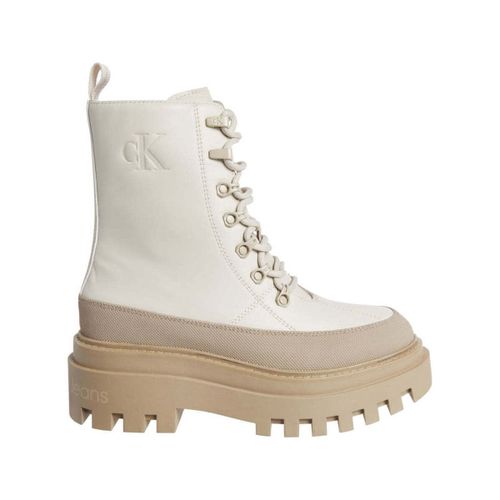 Bottines Women's Beige Flatform Lace-Up Combat Boots - Calvin Klein Jeans - Modalova