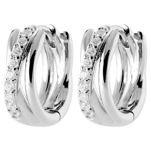 Boucles oreilles Créoles entrelacées argent rhodié OZ - Brillaxis - Modalova
