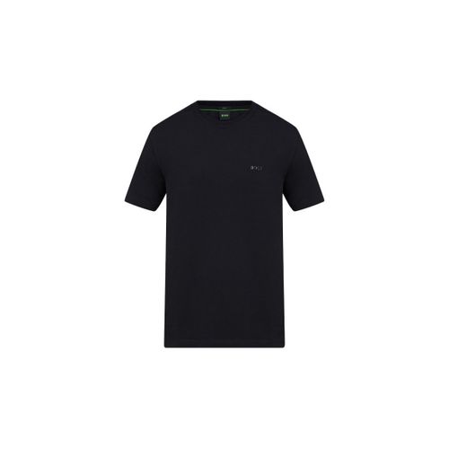 T-shirt T-SHIRT TEE NOIR REGULAR FIT EN COTON STRETCH AVEC LOGO - BOSS - Modalova