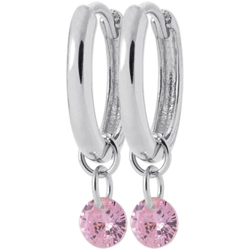 Boucles oreilles Boucles d'oreilles créoles pampille rose argent - Brillaxis - Modalova