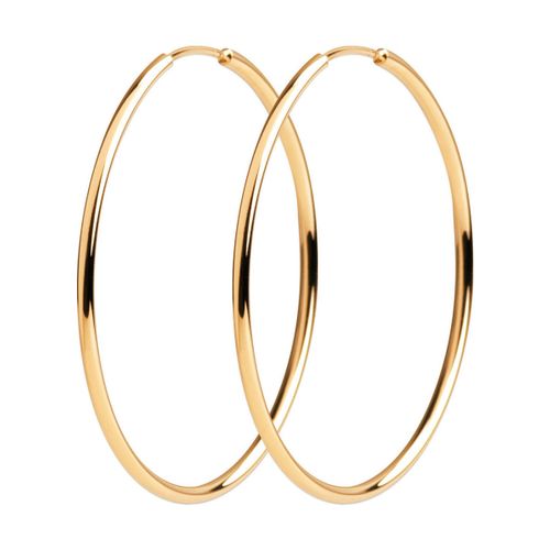 Boucles oreilles Créoles plaqué or fil rond 1.5 mm 40 mm - Brillaxis - Modalova