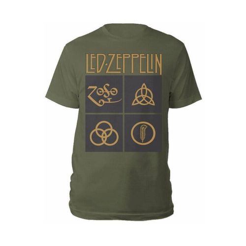 T-shirt Gold Symbols in Black Square - Led Zeppelin - Modalova