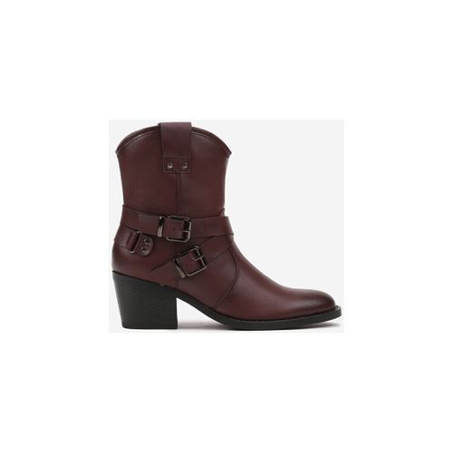 Bottines Santiags s avec boucle et bride, Bordeaux - Vera Collection - Modalova