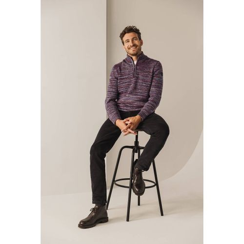 Sweat-shirt Pull Half Zip Bordeaux Mélangé - State Of Art - Modalova