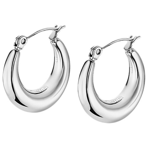 Boucles oreilles Créoles épaisse en acier inoxydable 20mm - Lotus - Modalova