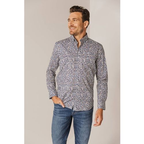 Chemise Chemise Popeline Imprimée Bleu Rouge - State Of Art - Modalova