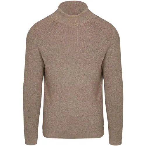 Sweat-shirt Pull Col Roulé Beige Chiné - Blue Industry - Modalova