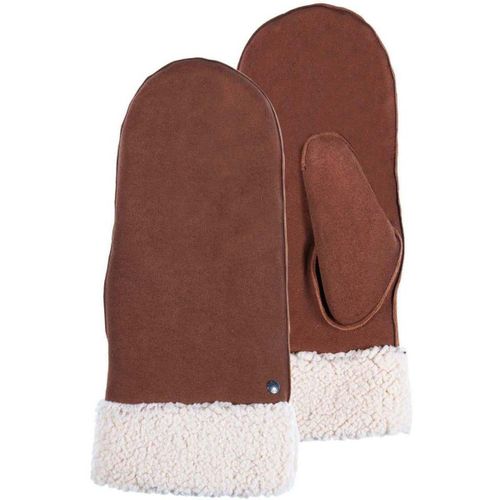 Gants Moufles cuir imitation fourrure Cognac - Isotoner - Modalova