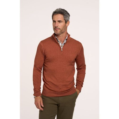 Sweat-shirt Half Zip Pull Laine Mérinos Brique - R2 Amsterdam - Modalova