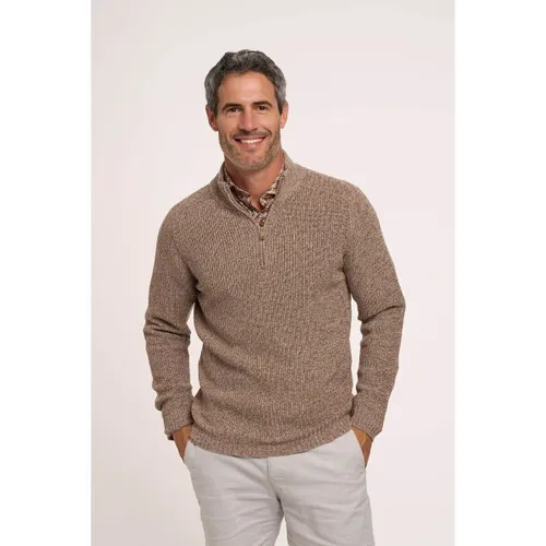 Sweat-shirt Half Zip Pull Heavyknit Laine Mérinos Marron Clair - R2 Amsterdam - Modalova
