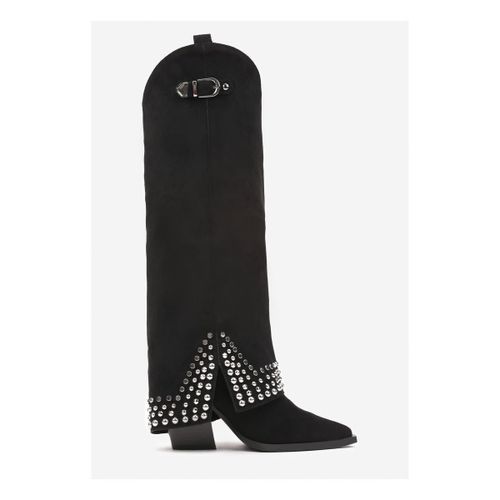 Bottes Bottes Santiags guêtres style Cowboy cloutées, Noir - Vera Collection - Modalova