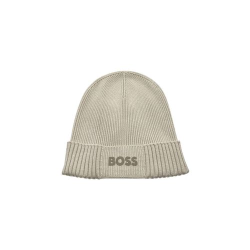 Bonnet BONNET BEIGE À LOGO EN COTON ET LAINE VIERGE ASIC_BEANI - BOSS - Modalova