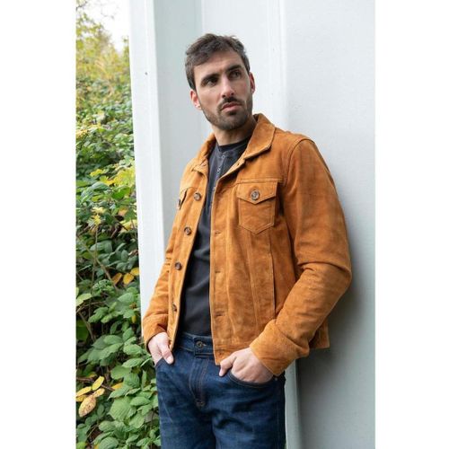 Veste JEANS JACKET SUEDE COGNAC - Serge Pariente - Modalova