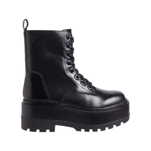 Bottines Women's Black Flatform Lace-Up Ankle Boots - Calvin Klein Jeans - Modalova