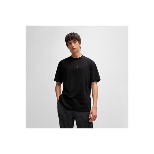 T-shirt T-SHIRT RELAXED EN JERSEY DE COTON NOIR AVEC PATCH LOGO - HUGO - Modalova