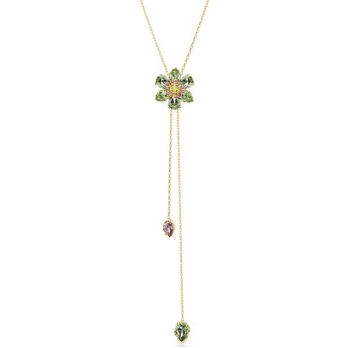 Collier Sautoir en Y Idyllia doré fleur verte - Swarovski - Modalova