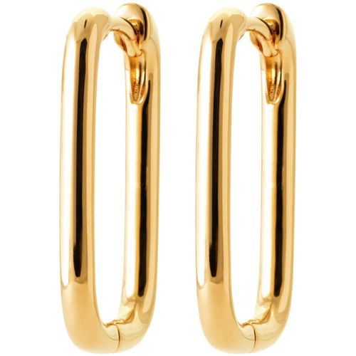 Boucles oreilles Créoles rectangulaires plaqué or 750 15 mm - Brillaxis - Modalova